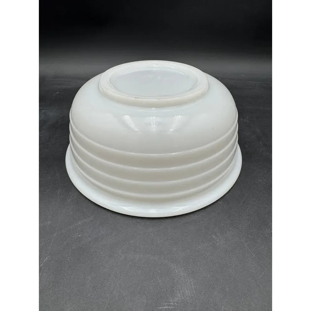 Vintage Milk Glass Ribbed Mixing Bowl 9 Inch